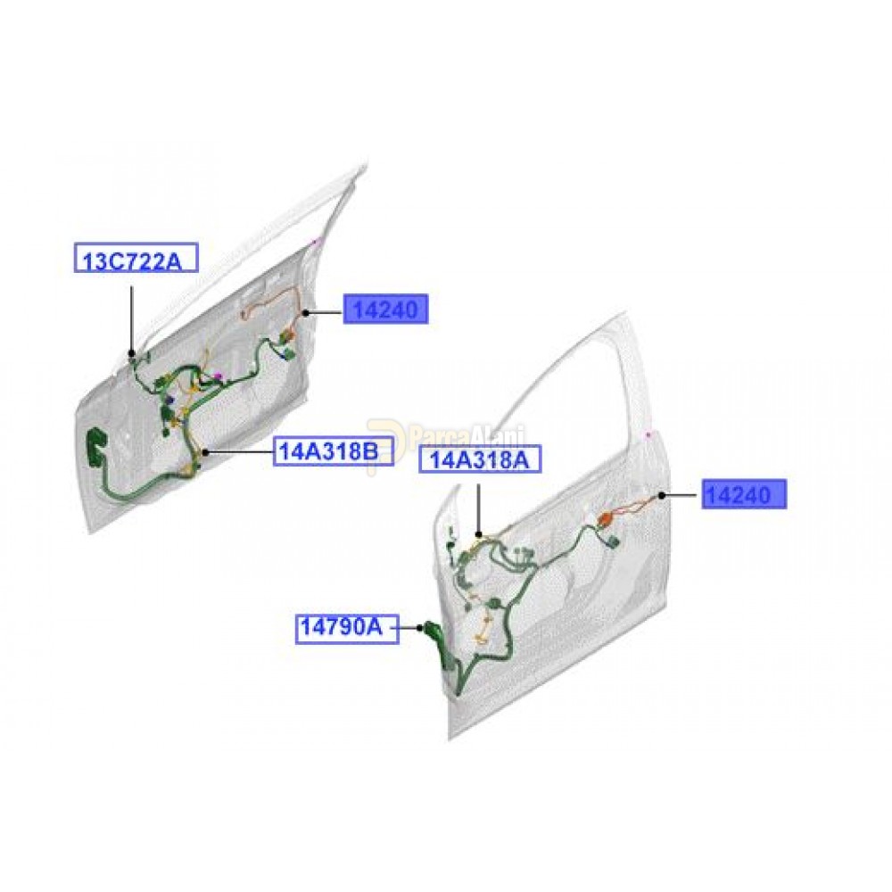 ÖN KAPI KİLİT KABLO TESISAT ANAHTARSIZ GIRIS FOCUS 11-15 FOMOCO BV6T 14F302 AAD